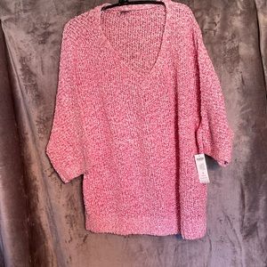 NWT Chico’s Size 3 (16) Pullover Sweater V-neck Tape Yarn Sweater 3/4 Sleeves